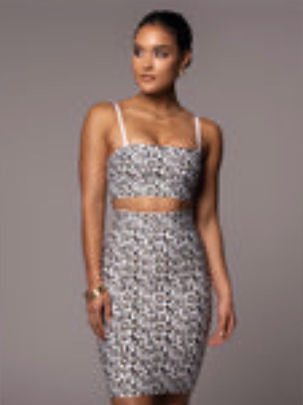 NWT JLUXLABEL Women’s Size Medium White & Black Leopard Print Top & Skirt Set